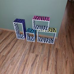 Zebra Colored Wood Wall Shelves
