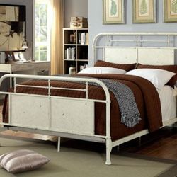 Brand New White Metal California King Bed Frame 