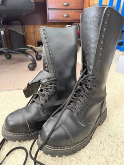 Grinders London England Black Leather Combat Boots