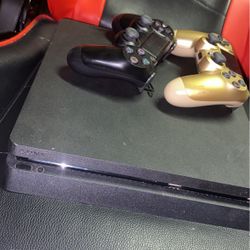 PS4 Slim w/ TWO CONTROLLERS 