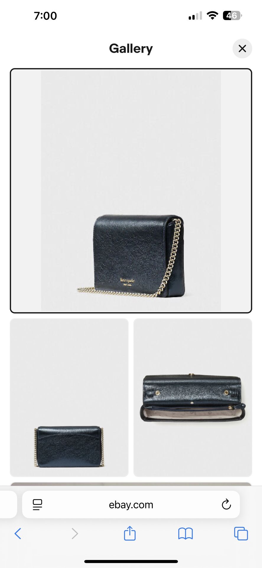 Kate Spade Spencer Metallic Chain Wallet Crossbody~Metal Night~NWT