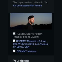 2 Anyma Tickets For 9/16!