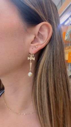 14k Dangling pearl Earrings