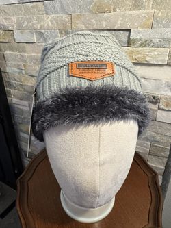 Hindawi Grey Faux Fur-lined Knit Beanie Hat Skully Scully One Size NWT