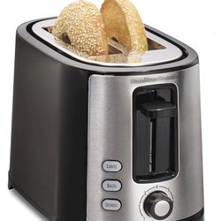 Hamilton Beach 2 Slice Extra Wide Slot Toaster with Bagel & Defrost Settings, Shade Selector, Toast Boost, Auto Shutoff, Black & Stainless Steel (2263
