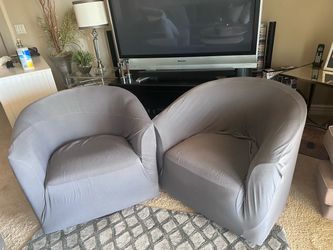 2 barrel swivel chairs w cover