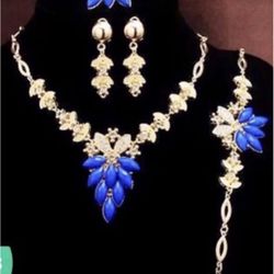 4pcs Flower Design Gold Plated Jewelry Set 