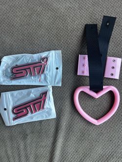 Subaru WRX STI badges and heart drift car charm