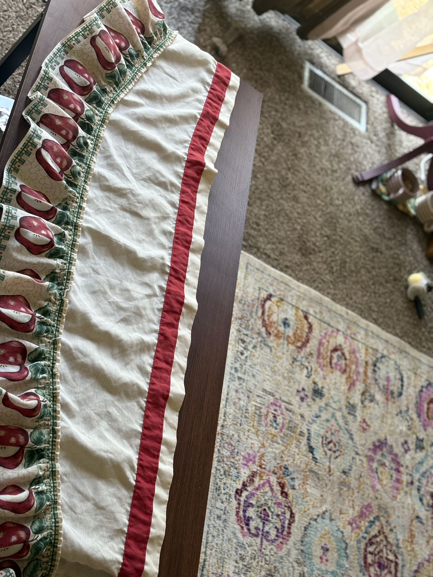 Set Of 3 Apple Printed Curtains