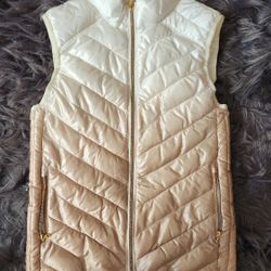 New Gap Cream/gold Ombre Puffer Vest Sz XS, Fits Up To S