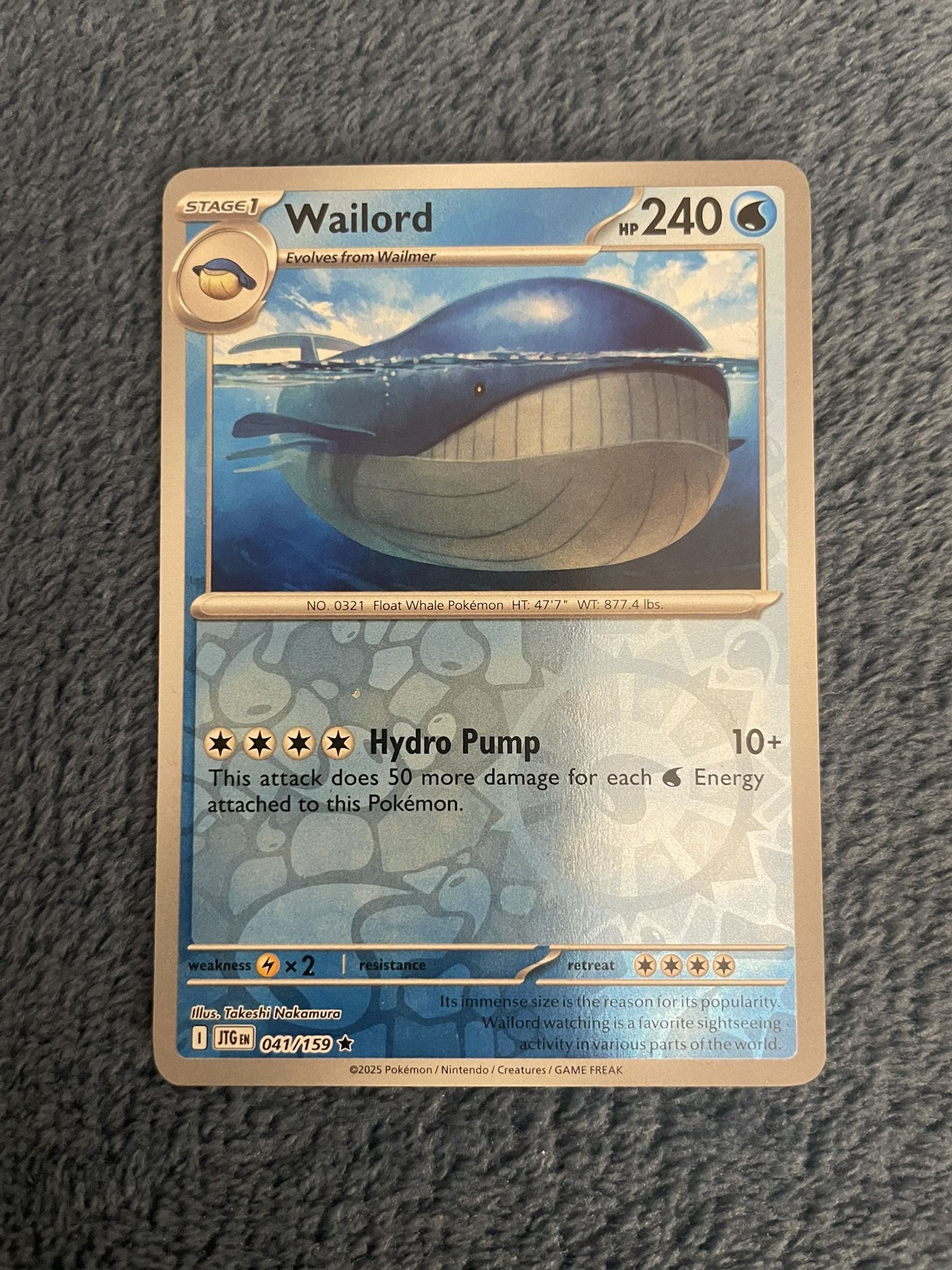 Pokemon Wailord 041/159 Journey Together Reverse Holo NM Condition