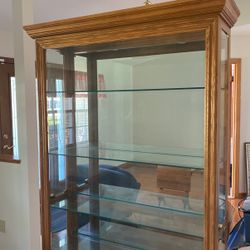 Oak Lighted Curio Cabinet 