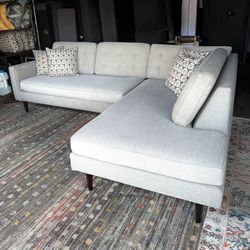 Mid Century Modern Gray Sectional Sofa with Right Facing Chaise by West Elm