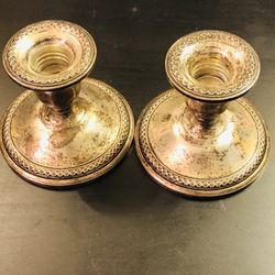 Pair Of Rare Antique 925 ROGER’S Weighted STERLING SILVER  Candle Holder 