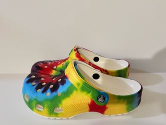 CROCS. Tie Dye rainbow colors/ Size 5.