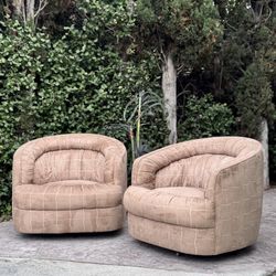 Milo Baughman Mid Century Modern Barrel Swivel Lounge Chair (Free Delivery)