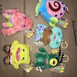 Fuggler x Spongebob Squarepants Keychain Plush Bag Clip On 5” Set Of 5 NWT