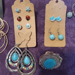 Jewelry- 6 Pairs Of Earrings And One Ring