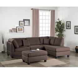 Gorgeous Chocolate Colored 3 Piece Sectional Set