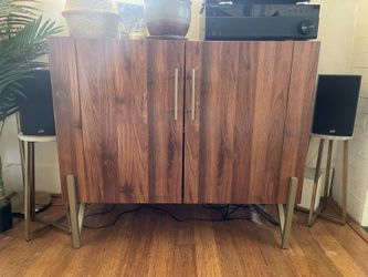 Wood Storage Credenza w/ Gold Accents