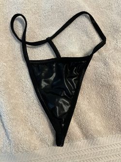 Black Shiny Thong Lingerie Undergarment 