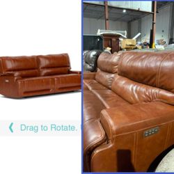 Oslo 3 Power Sofa in Brown Leather Recliner
