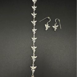 925 sterling silver angel bracelet w matching earrings