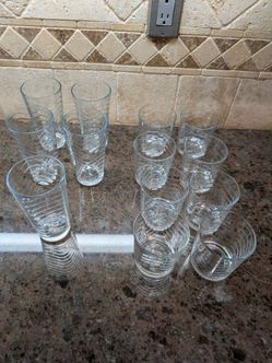 13 Piece Wavy Textured Glassware Set