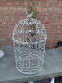 Decorative Metal White Bird Cage Style Shabby Chic