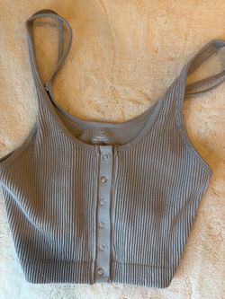 Ribbed Snap-Front Crop Tank Top