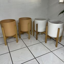 Modern Cylinders Pots With Stand -Modern Ceramic Planters ($55 each )