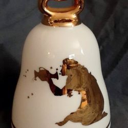AquariusZodiac Bell Danbury Mint 24kt Gold Fine Bavarian Porcelain Vintage 1980s