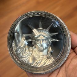 Signed Vintage Pewter Paperweight Statue Of Liberty. Charlie Hill 