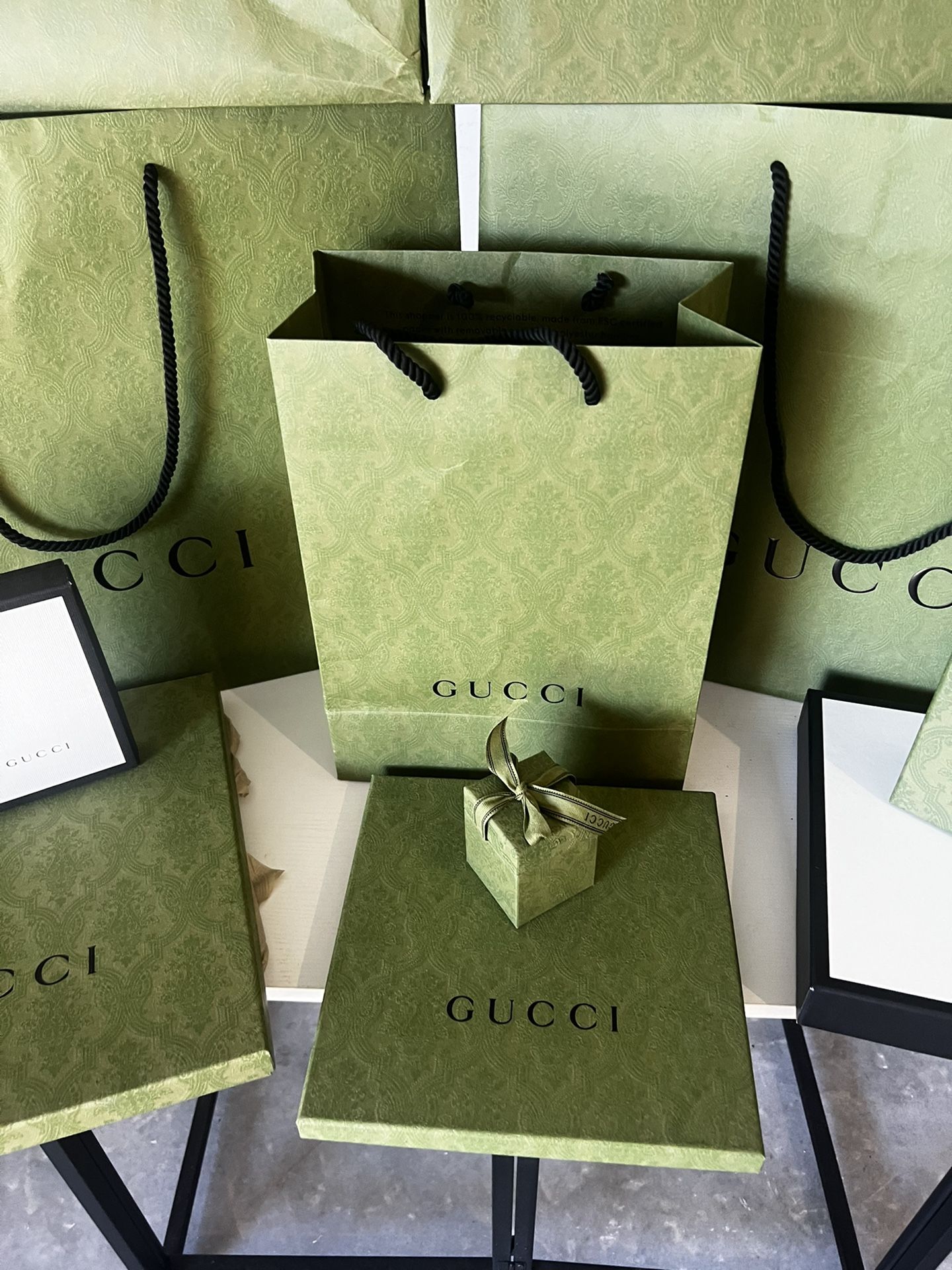 Gucci shopping bag and gift boxes