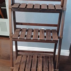 Yaheetech Folding Plant Stand Wooden  Plant Shelf 3-Tier.