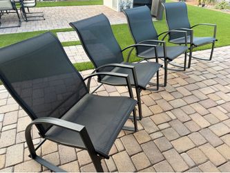 4 black Steel Rocking Patio Chairs