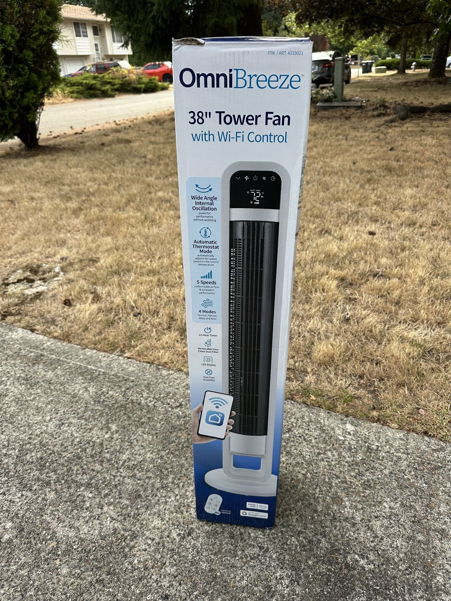 New In Box Tower Fan With WiFi