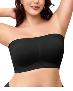 Brandnew(Medium/XL) Strapless Bra for Women No Slip Silicone Grip Bandeau Bra with Fixed Pads Convertible Tube Top Bra with Fabric & Clear Straps