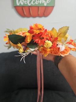 Fall Floral Crown with Ribbon Ties
