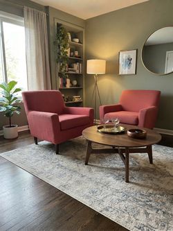 Two Mid-Century Light Red Sofa Chairs