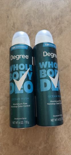 2 Pack Degree Whole Body Deodorant Spray 4oz Ocean Rush 72 Hour Aluminum Free