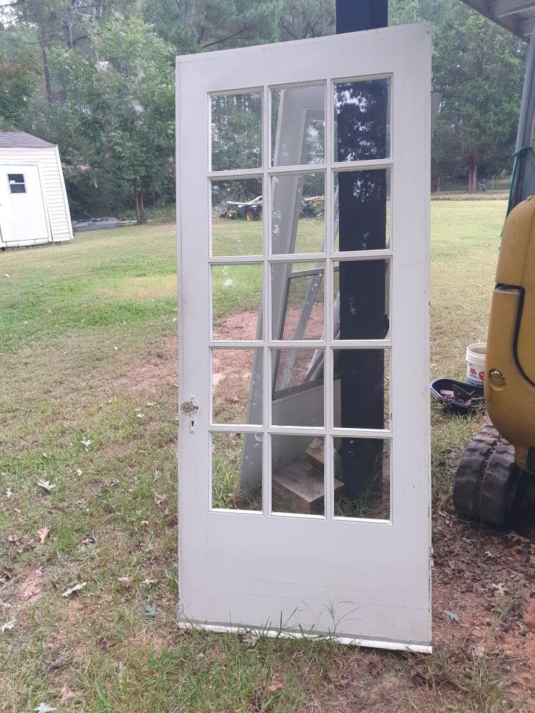Antique French Door Wt Glass Knobs