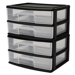 Set of 5 HOMEZ plastic bins drawers black