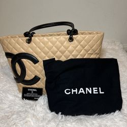 Chanel Beige/ Black Quilted Cambon Ligne Large Tote