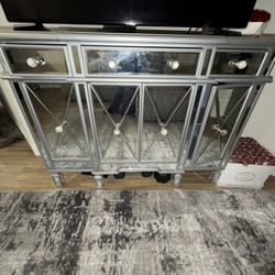 Silver Mirrored Credenza 