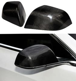 Brand New 2017-2024 Tesla Model 3 Real Carbon Fiber Car Side Mirror Add On Cover Caps