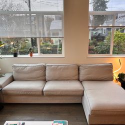 IKEA KIVIK Sofa with Chaise Lounge - Light Grey