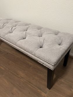 Grey Upholstered Bench Ottoman
