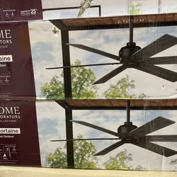 TWO BRAND NEW Home Decorators Collection Cortaine 54 in. Indoor/Outdoor Matte Black Ceiling Fan with DC Motor and Remote Control Included