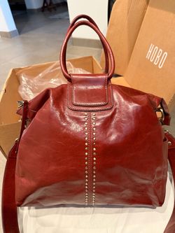 Sheila Large Satchel Polished Leather With Studs Henna